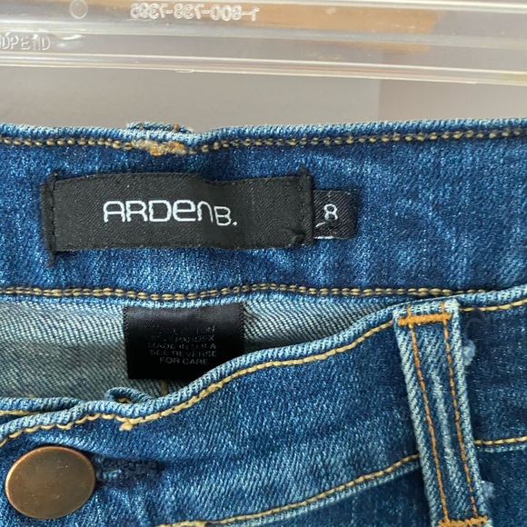 Arden B Dark Wash Mid Rise Distressed Women Flare Premium Denim Jeans Sz8 - Picture 4 of 12